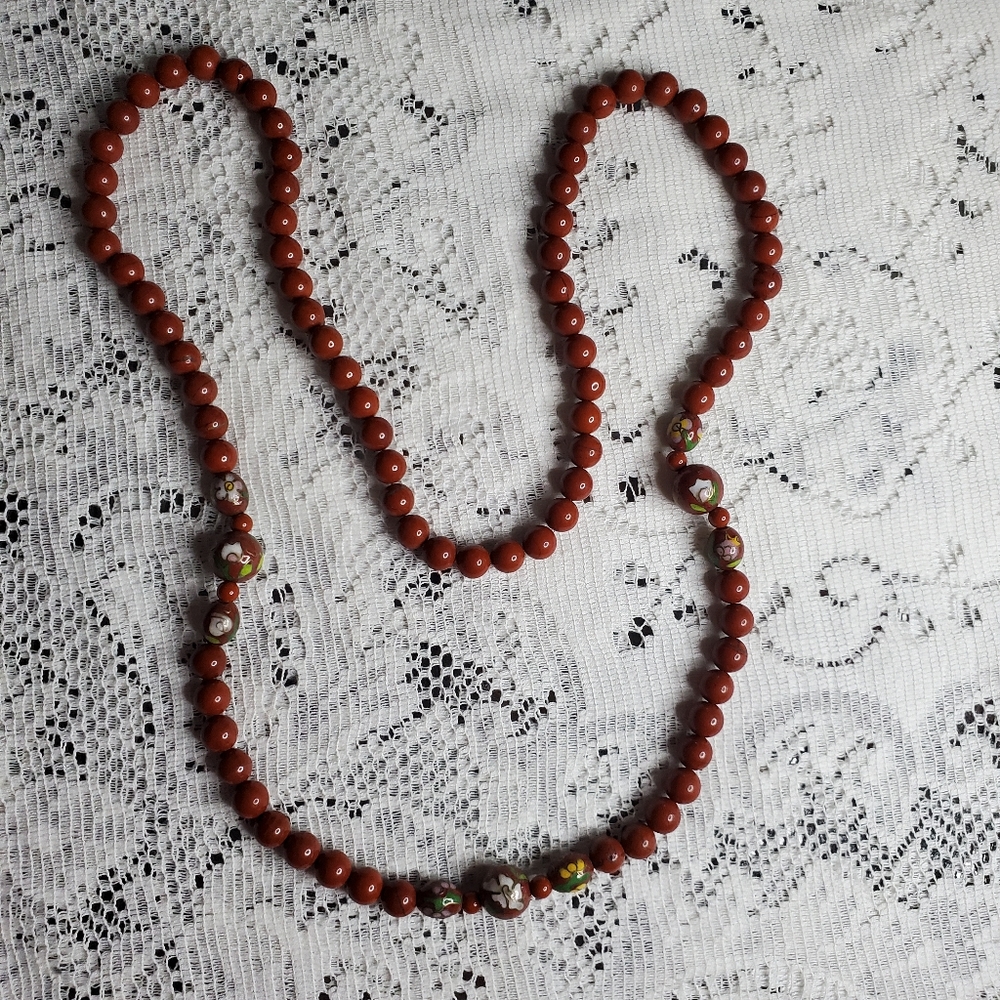 Beautiful Long Necklace with Floral Details